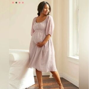 Hatch The Briar Maternity Midi Dress in Sky Blue Dashdot